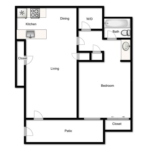 One Bedroom A 045 floor plan